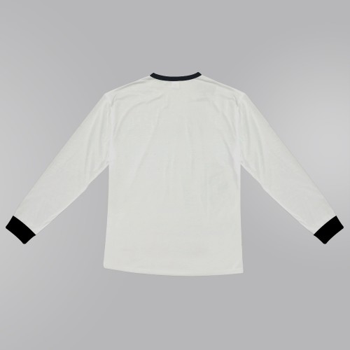 Men Long Sleeves Ringer T-shirt Black Rib Cuff Men Long Sleeves Ringer T-shirt Black Rib Cuff